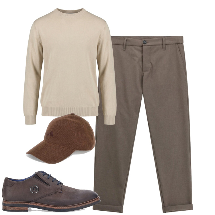 Outfit uomo - Total look #2463880. Stile Urban per Tutti i giorni. Abbinamento con maglieria, pantaloni, scarpe stringate, cappelli con visiera.