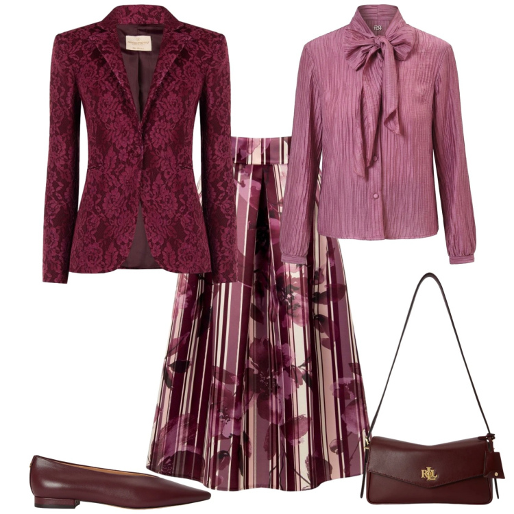 Outfit donna - Bon ton cerimonia evento speciale. Stile Bon Ton per Cerimonia. Abbinamento con gonne longuette, blazer, camicie, borse a spalla, ballerine.