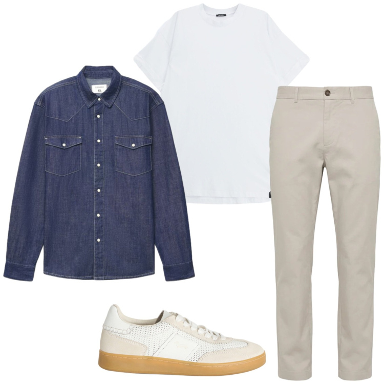 Outfit uomo - Contemporaneo. Stile Casual per Tutti i giorni. Abbinamento con sneakers, pantaloni, t-shirt, camicie.