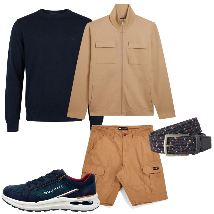 Outfit uomo - Stile urbano. Stile Urban per Tutti i giorni. Abbinamento con pullovers, cinture, felpe, sneakers, bermuda.