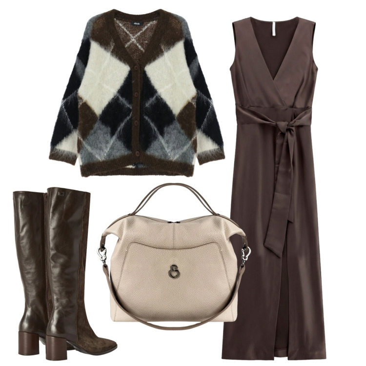Outfit donna - Stivali che passione !. Stile Trendy per Ufficio. Abbinamento con stivali, vestiti lunghi, cardigans, borse a mano.