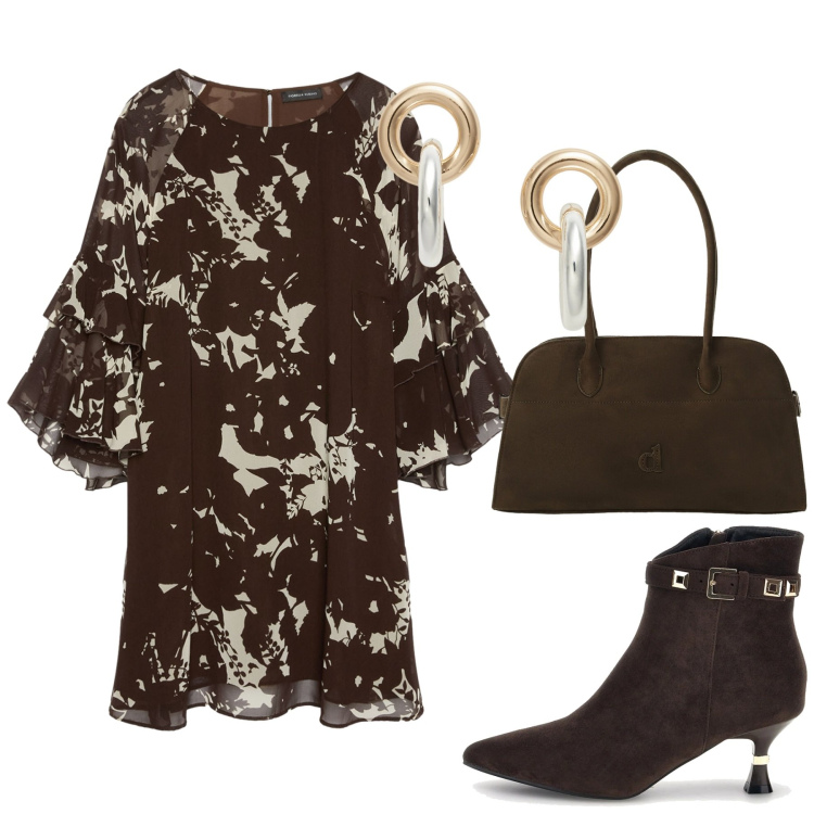 Outfit donna - Total look #2464188. Stile Chic per Serata fuori. Abbinamento con borse a spalla, vestiti corti, orecchini, stivaletti.