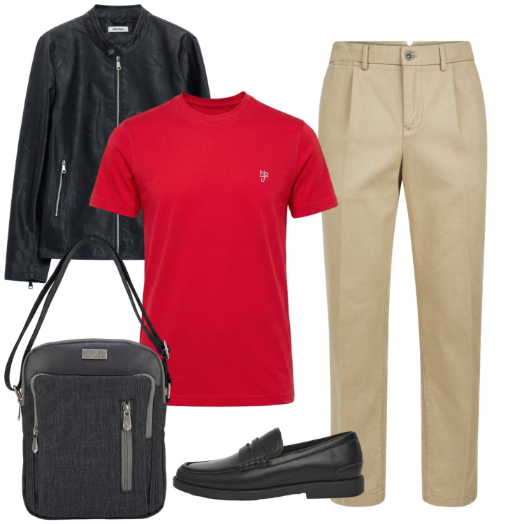 Outfit uomo - Total look #2464251. Stile Casual per Tutti i giorni. Abbinamento con t-shirt, giacche, scarpe stringate, pantaloni, borse sportive.