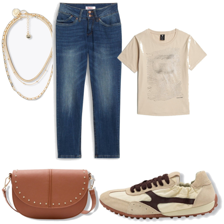 Outfit femme - Collège. Style Basique pour Ecole/Université. Assortir avec jeans mom, t-shirts, sneakers, chemisiers, sacs en bandoulière.