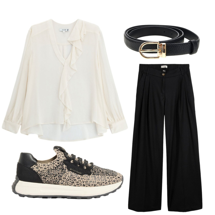 Outfit donna - Total look #2464286. Stile Minimal per Ufficio. Abbinamento con sneakers, pantaloni, bluse, cinture.