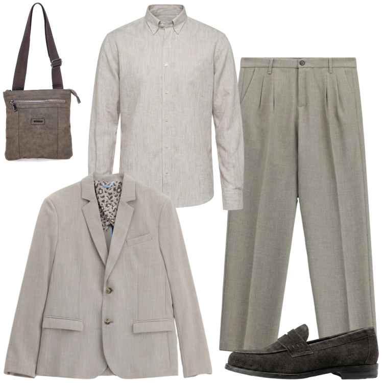 Outfit uomo - Settembre. Stile Business/Elegante per Ufficio. Abbinamento con camicie, giacche, pantaloni, scarpe stringate, portafogli.