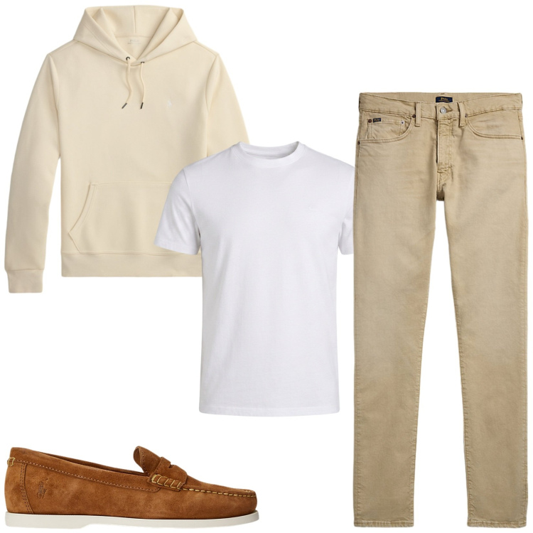 Outfit uomo - Total look #2464340. Stile Casual per Tutti i giorni. Abbinamento con t-shirt, scarpe stringate, jeans, felpe con cappuccio.
