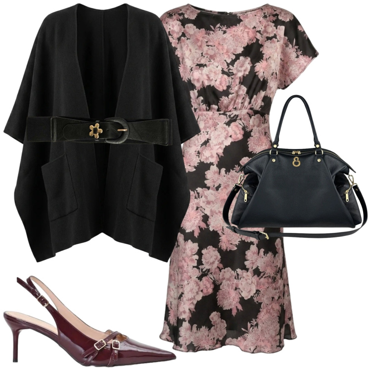 Outfit donna - Nuna lie. Stile Romantica per Tutti i giorni. Abbinamento con décolleté, shopping bag, cappe, vestiti midi/longuette, cinture.