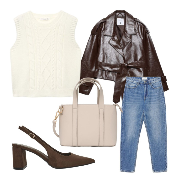 Outfit donna - Gilet essenziale. Stile Basic per Serata fuori. Abbinamento con décolleté, jeans mom, borse a tracolla, maglieria, trench.