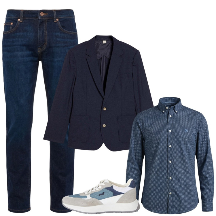 Outfit uomo - Total look #2464433. Stile Casual per Ufficio. Abbinamento con giacche, sneakers, jeans, camicie.