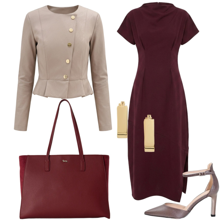 Outfit donna - Total look #2464457. Stile Chic per Tutti i giorni. Abbinamento con shopping bag, blazer, décolleté, vestiti lunghi, orecchini.