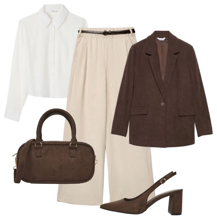 Outfit donna - Terranova is calling. Stile Casual chic per Tutti i giorni. Abbinamento con blazer, décolleté, pantaloni, borse a tracolla, camicie.