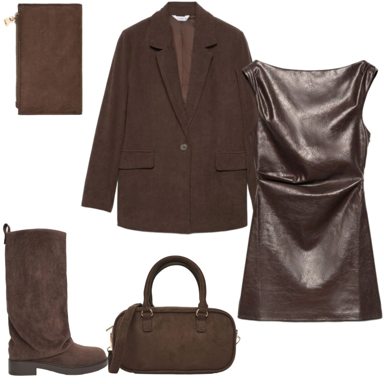 Outfit donna - Reality is calling. Stile Casual chic per Tutti i giorni. Abbinamento con vestiti a tubino, blazer, stivali, borse a tracolla, portafogli.