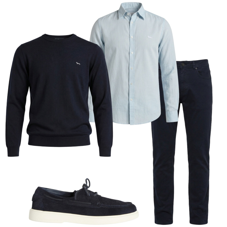 Outfit uomo - Harmont & Blaine. Stile Urban per Ufficio. Abbinamento con scarpe stringate, maglieria, camicie, pantaloni.