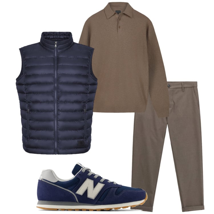 Outfit uomo - In città. Stile Urban per Tutti i giorni. Abbinamento con pantaloni, maglieria, piumini, sneakers.