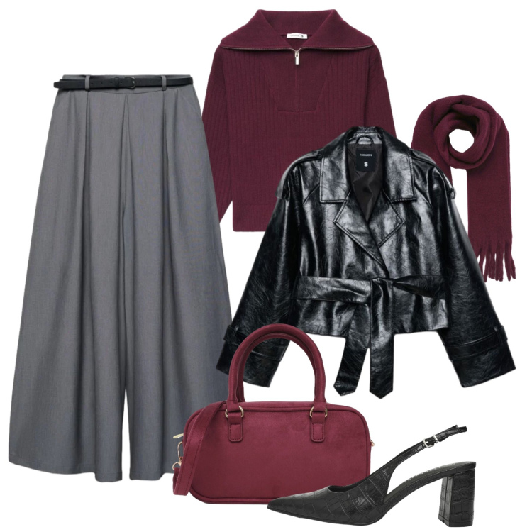 Outfit donna - Terranova in città. Stile Urban per Tutti i giorni. Abbinamento con pantaloni, maglieria, borse a tracolla, décolleté, trench, sciarpe.