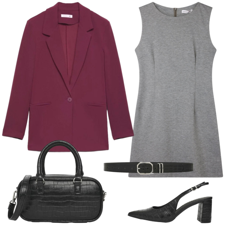 Outfit donna - Total look #2464649. Stile Bon Ton per Tutti i giorni. Abbinamento con vestiti senza maniche, blazer, décolleté, borse a tracolla, cinture.