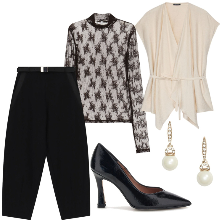 Outfit donna - Total look #2464664. Stile Chic per Serata fuori. Abbinamento con pantaloni, t-shirt, caftani, orecchini, décolleté.