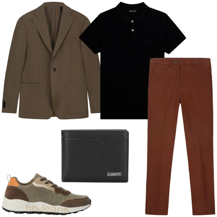 Outfit uomo - Total look #2464762. Stile Casual per Ufficio. Abbinamento con sneakers, pantaloni chino, giacche, polo, portafogli.