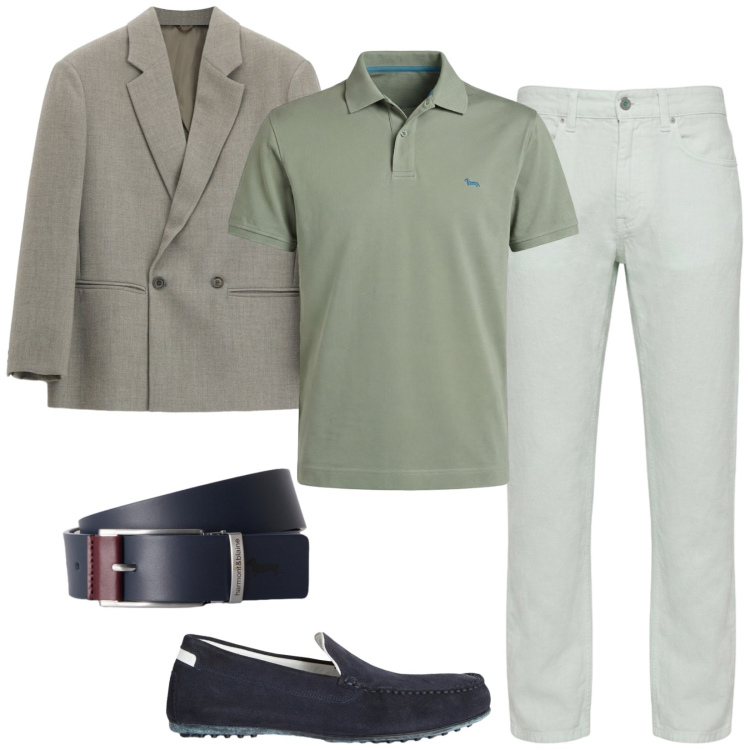Outfit uomo - Total look #2464770. Stile Casual per Ufficio. Abbinamento con scarpe stringate, polo, pantaloni, cinture, giacche.