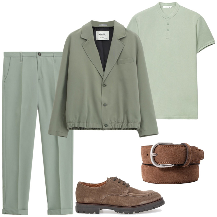 Outfit uomo - Total look #2464776. Stile Casual per Ufficio. Abbinamento con pantaloni, giacche, polo, cinture, scarpe stringate.