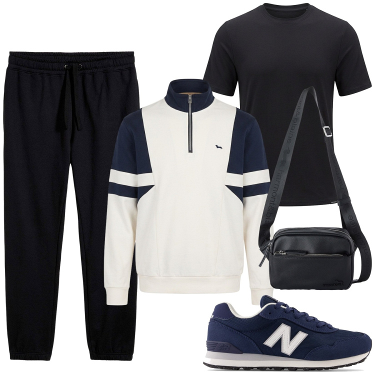 Outfit uomo - Total look #2464782. Stile Urban per Tutti i giorni. Abbinamento con pantaloni sportivi, felpe, borse sportive, t-shirt sportive, sneakers.