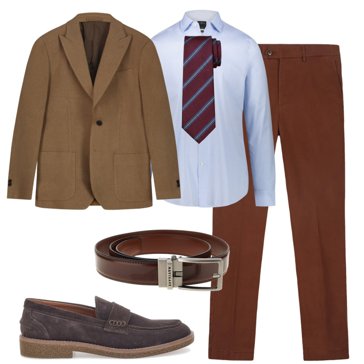 Outfit uomo - In ufficio. Stile Business/Elegante per Ufficio. Abbinamento con camicie, pantaloni chino, giacche, cravatte, scarpe stringate, cinture.