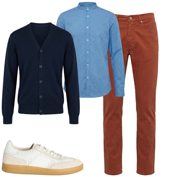 Outfit uomo - City. Stile Urban per Tutti i giorni. Abbinamento con sneakers, pantaloni, camicie, cardigans.