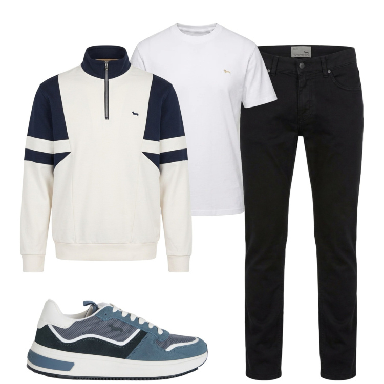 Outfit uomo - Harmont Blaine. Stile Casual per Tutti i giorni. Abbinamento con felpe, pantaloni, t-shirt, sneakers.