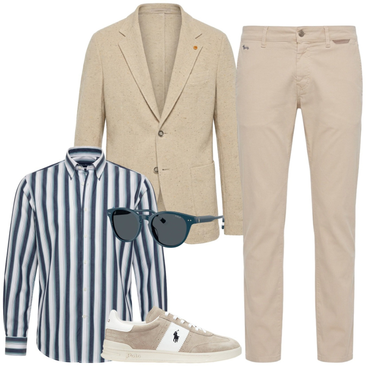 Outfit uomo - Total look #2464790. Stile Casual per Tutti i giorni. Abbinamento con pantaloni, giacche, camicie, sneakers, occhiali da sole.