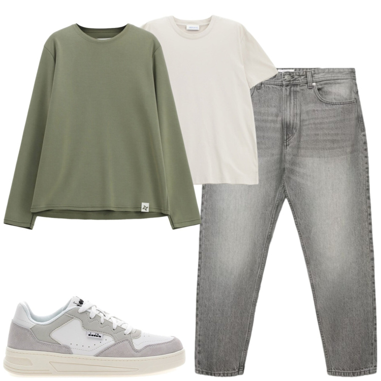 Outfit uomo - Settembre. Stile Casual per Tutti i giorni. Abbinamento con t-shirt, felpe, jeans, sneakers.