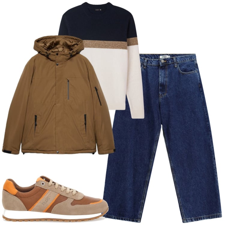 Outfit uomo - Fall. Stile Casual per Tutti i giorni. Abbinamento con jeans, maglieria, giacche, sneakers.