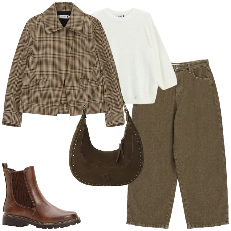 Outfit donna - Please. Stile Casual chic per Tutti i giorni. Abbinamento con stivaletti, borse a spalla, cappotti, jeans, maglieria.