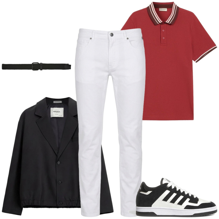 Outfit uomo - Total look #2464801. Stile Trendy per Serata speciale. Abbinamento con polo, pantaloni, giacche, cinture, sneakers.
