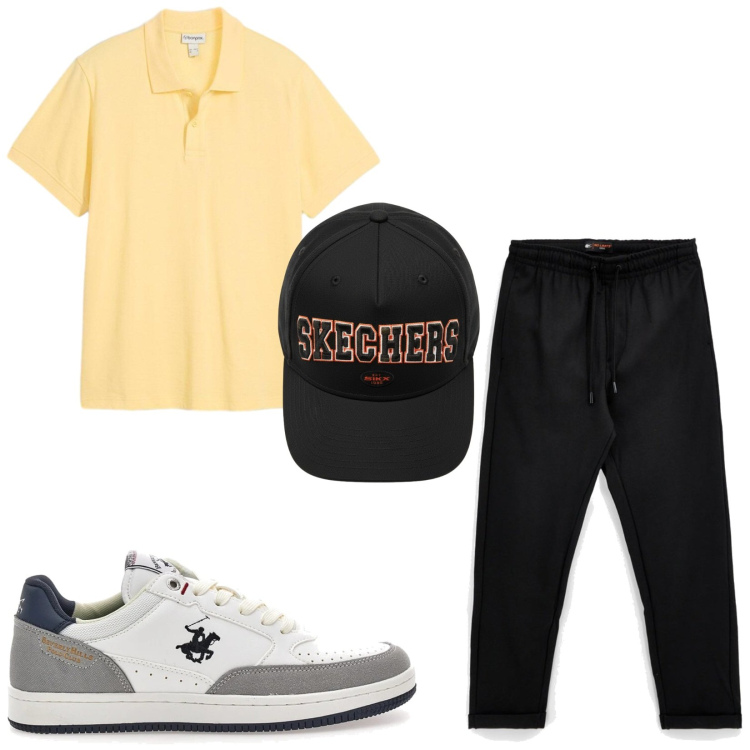 Outfit uomo - Total look #2464821. Stile Casual per Tutti i giorni. Abbinamento con polo, sneakers, pantaloni, cappelli.