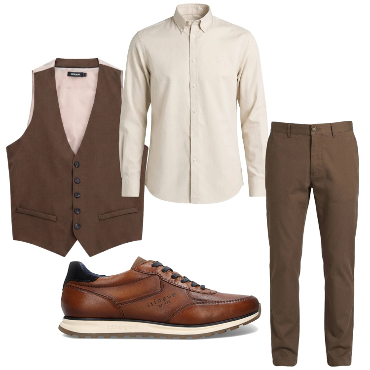 Outfit uomo - Total look #2464826. Stile Business/Elegante per Ufficio. Abbinamento con camicie, pantaloni, gilet, sneakers.