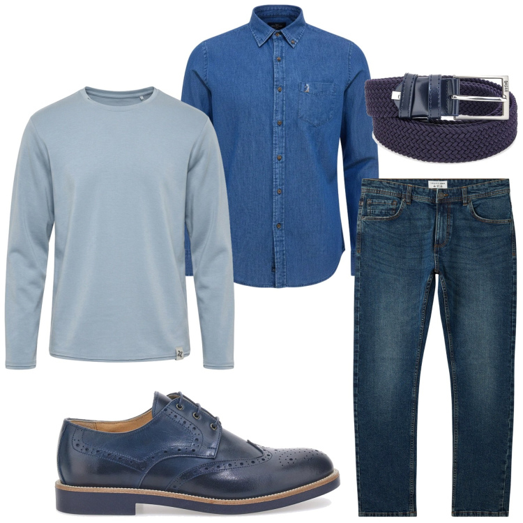 Outfit uomo - Total look #2464828. Stile Business/Elegante per Serata speciale. Abbinamento con felpe, jeans, camicie, scarpe stringate, cinture.