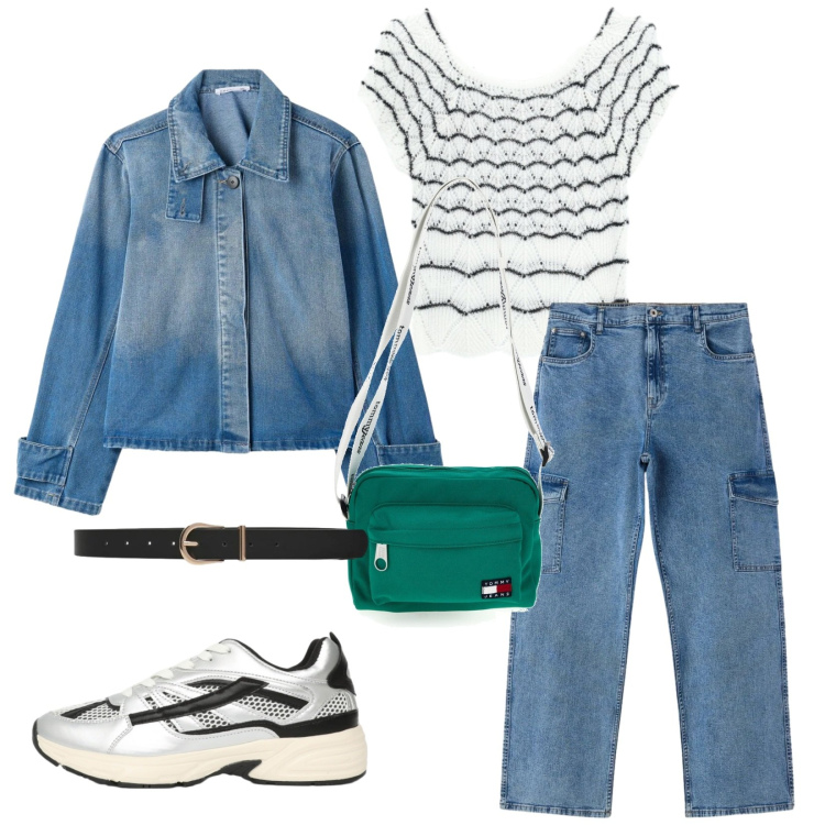 Outfit donna - Comodità e stile. Abbinamento con jeans dritti, cappotti, sneakers, cinture, canottiere, borse a tracolla.