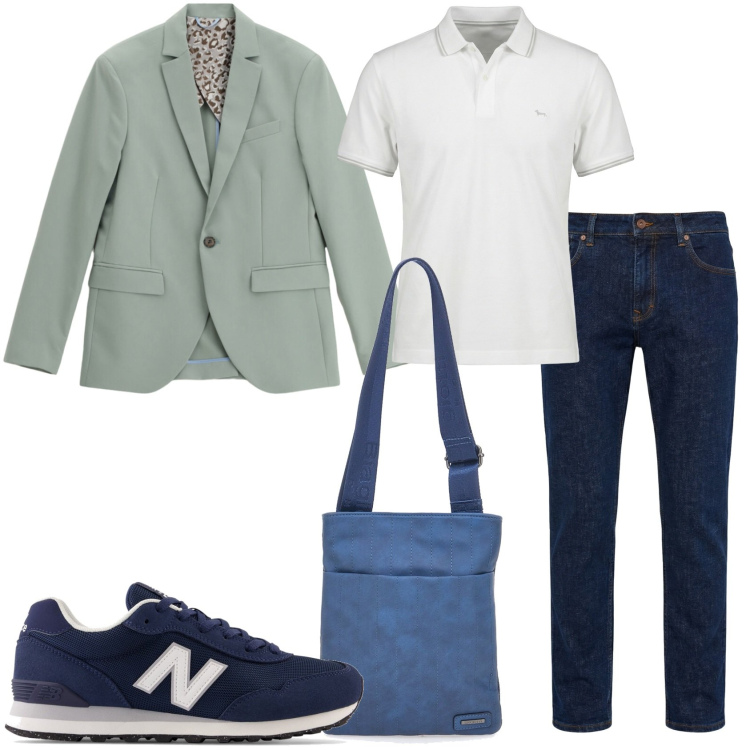 Outfit uomo - Polo e giacca. Stile Trendy per Tutti i giorni. Abbinamento con polo, jeans, giacche, portafogli, sneakers.