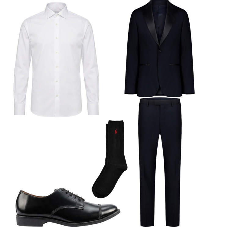 Outfit uomo - Cerimonie doppelganger. Stile Business/Elegante per Cerimonia. Abbinamento con abiti, scarpe stringate, camicie, calzini.