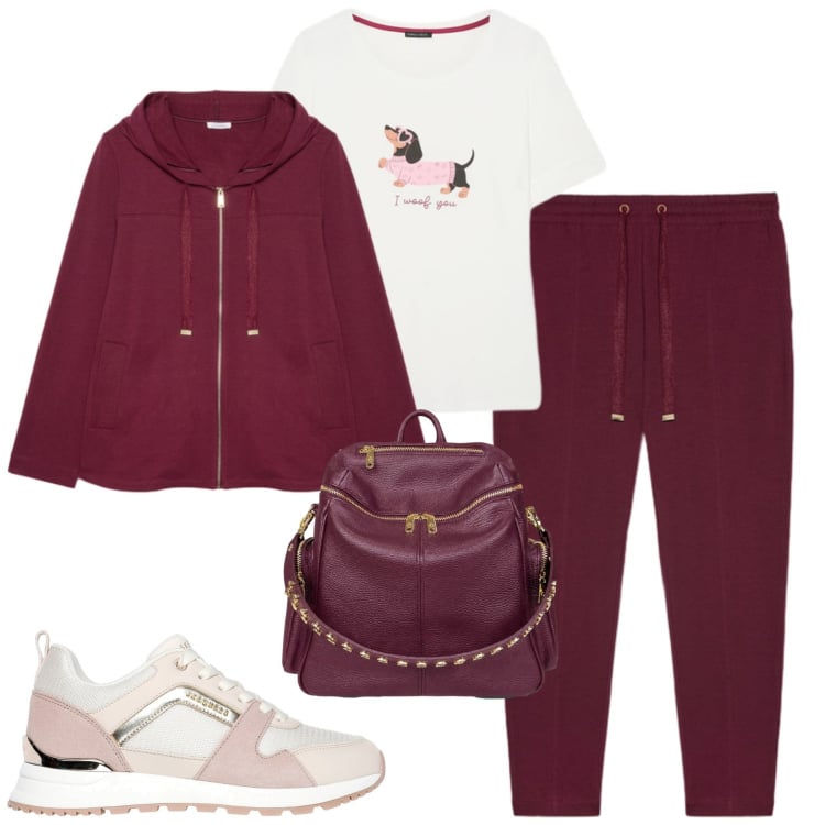 Outfit donna - Fiorella Rubino. Stile Casual per Tutti i giorni. Abbinamento con felpe con cappuccio, pantaloni, t-shirt, zaini, sneakers.