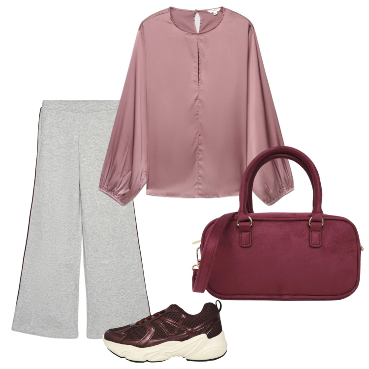 Outfit donna - Total look #2465027. Stile Casual chic per Scuola/Università. Abbinamento con bluse, sneakers, borse a tracolla, pantaloni.
