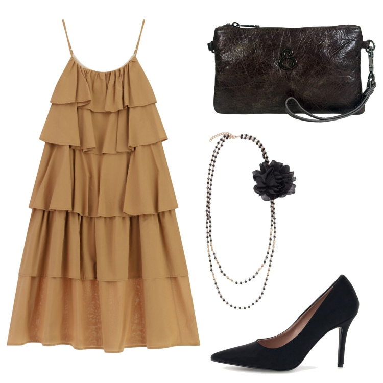 Outfit donna - Party time !. Stile Glamour per Serata fuori. Abbinamento con vestiti lunghi, collane, pochette, décolleté.