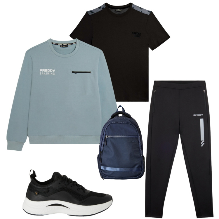 Outfit uomo - Freddy sport were. Stile Casual per Sport. Abbinamento con borse sportive, t-shirt, sneakers, pantaloni, felpe.