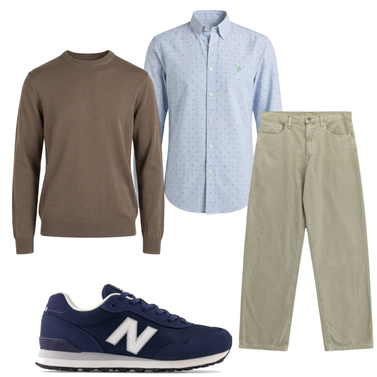 Outfit uomo - Total look #2465210. Stile Casual per Tutti i giorni. Abbinamento con maglieria, camicie, pantaloni, sneakers.