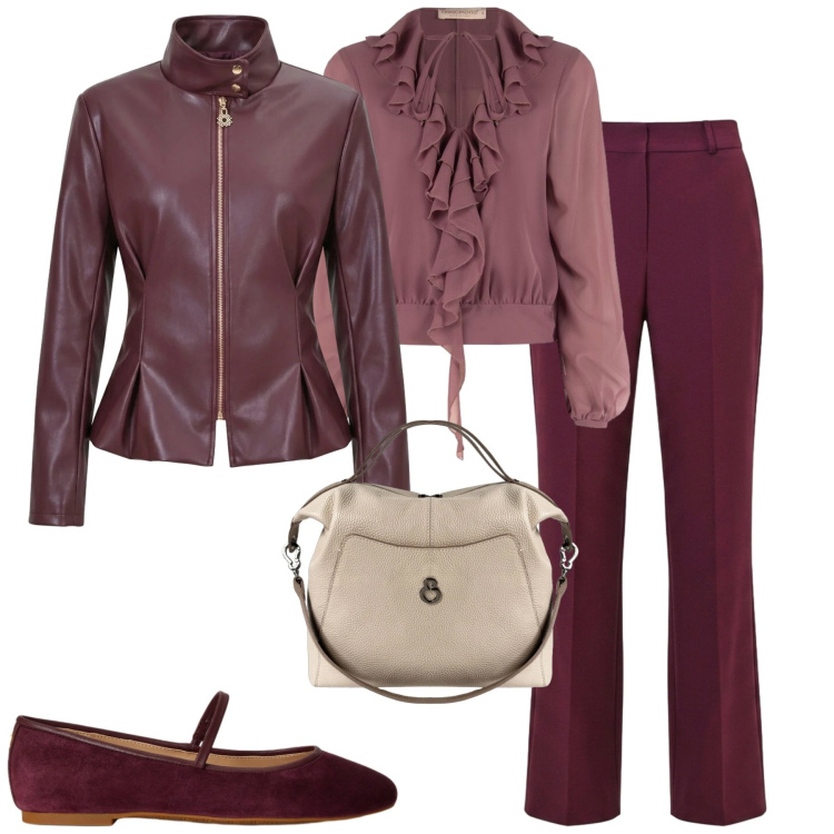 Outfit donna - In ufficio. Stile Urban per Ufficio. Abbinamento con pantaloni, giacche, bluse, borse a mano, ballerine.