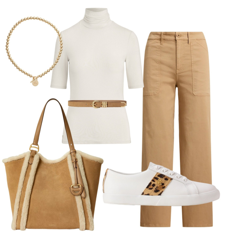 Outfit donna - Total look #2465242. Stile 70s per Ufficio. Abbinamento con collane, maglieria, pantaloni, cinture, sneakers, borse tote.