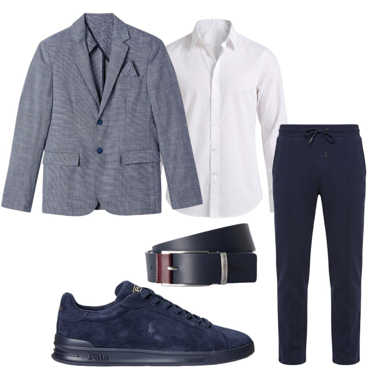Outfit uomo - Taglio sartoriale. Stile Trendy per Tutti i giorni. Abbinamento con pantaloni, camicie, cinture, giacche, sneakers.
