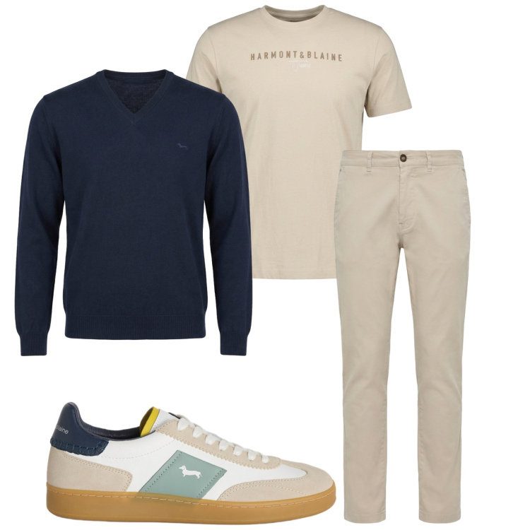 Outfit uomo - Casual style. Stile Casual per Tutti i giorni. Abbinamento con pantaloni, sneakers, t-shirt, pullovers.