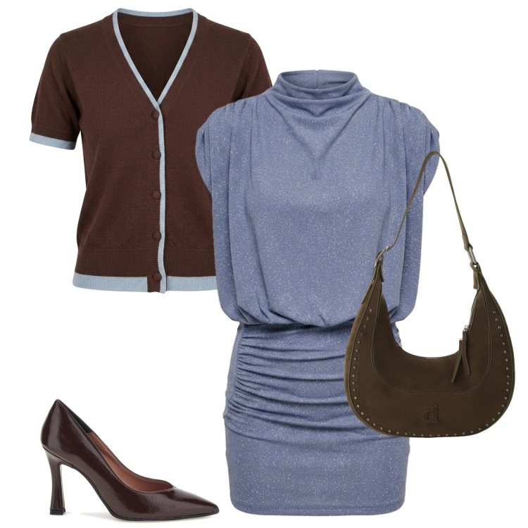 Outfit donna - Serata settembrina. Stile Casual chic per Serata fuori. Abbinamento con borse a spalla, cardigans, vestiti corti, décolleté.